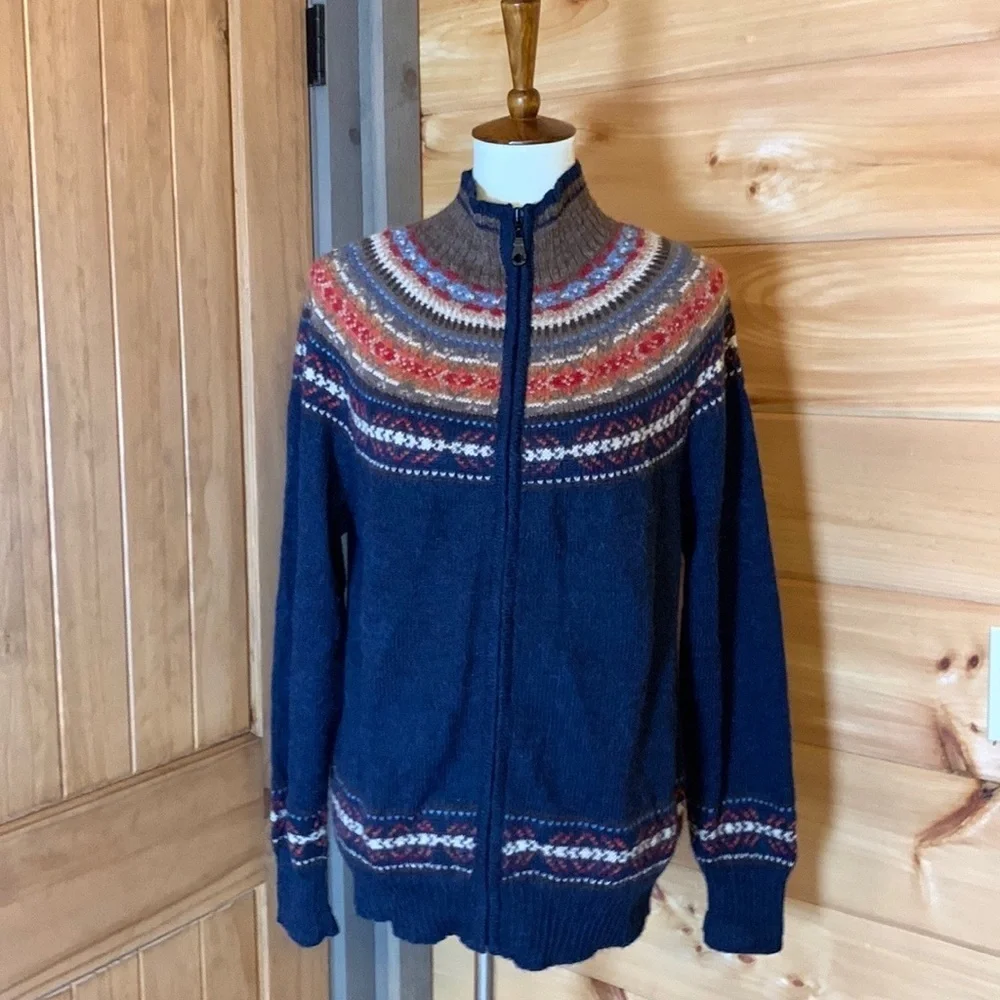 Peruvian Highlands by El Anyi alpaca Fair Isle cardigan sweater Size Medium - Picture 4 of 12